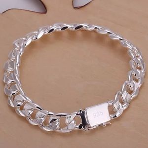 STERLING SILVER CHAIN LINK BRACELET 10mm UNISEX